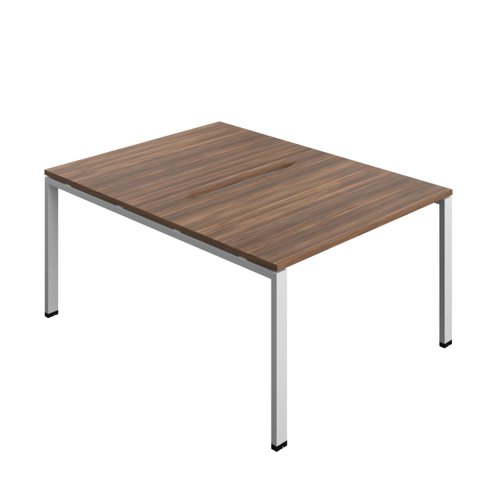 Synergy Bench with Cut Out: 2 Person (FSC) : Goal Post Leg : 1200 800 Dark Walnut/Silver