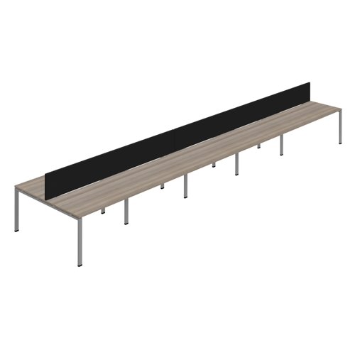 Synergy 10P Bench Desk 1200X800mm GoalPost Grey Oak/Silver Black Screen