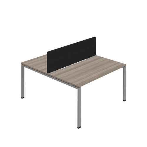 Synergy 2P Bench Desk 1200X800mm GoalPost Grey Oak/Silver Black Screen