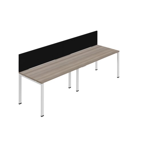 Synergy 2SP Bench Desk 1200X800mm GoalPost Grey Oak/White Black Screen