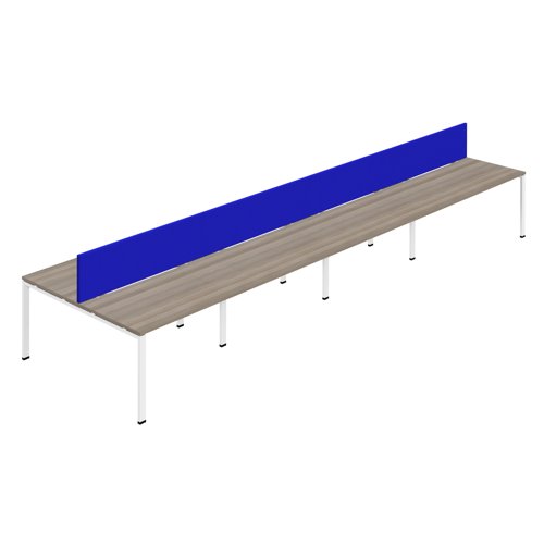 Synergy 8P Bench Desk 1200X800mm GoalPost Grey Oak/White Royal Blue Screen