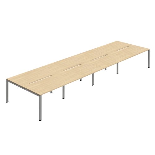 Synergy 8P Bench Desk 1200X800mm GoalPost Nova Oak/Silver