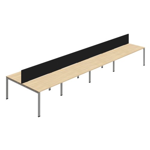Synergy 8P Bench Desk 1200X800mm GoalPost Nova Oak/Silver Black Screen
