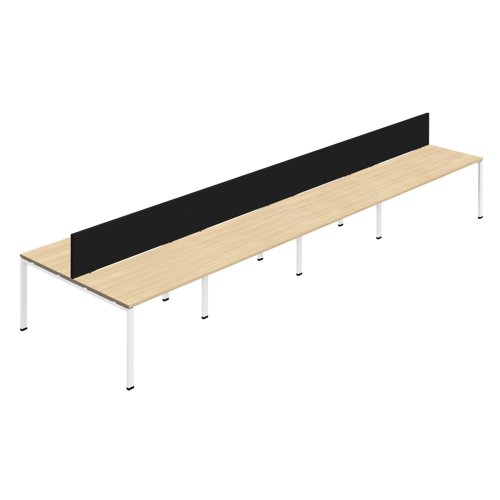 Synergy 8P Bench Desk 1200X800mm GoalPost Nova Oak/White Black Screen