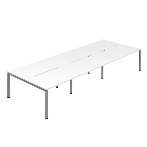 Synergy 6P Bench Desk 1200X800mm GoalPost White/Silver