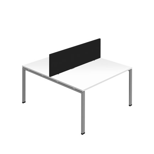 Synergy 2P Bench Desk 1200X800mm GoalPost White/Silver Black Screen