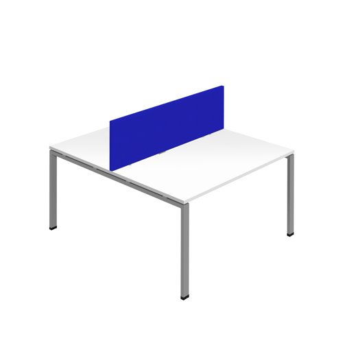 Synergy 2P Bench Desk 1200X800mm GoalPost White/Silver Royal Blue Screen