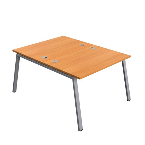 Synergy Bench with Cable Ports: 2 Person (FSC) : A-Frame Leg : 1200 800 Beech/Silver