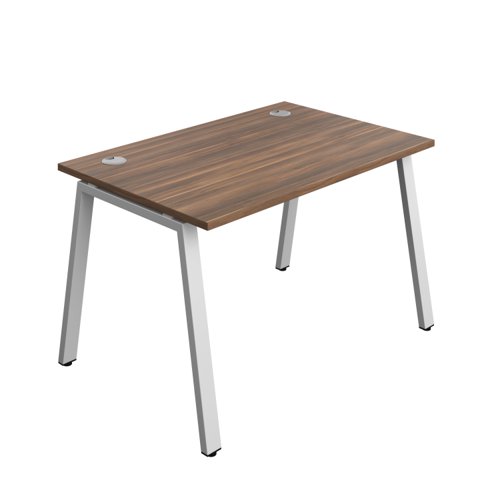 Synergy Bench with Cable Ports: 1 Person (FSC) : A-Frame Leg : 1200 800 Dark Walnut/Silver
