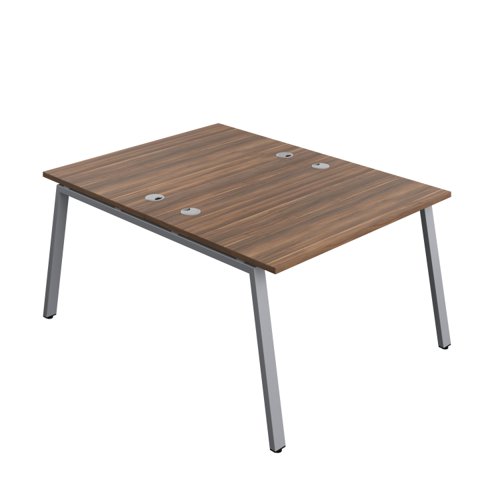 Synergy Bench with Cable Ports: 2 Person (FSC) : A-Frame Leg : 1200 800 Dark Walnut/Silver