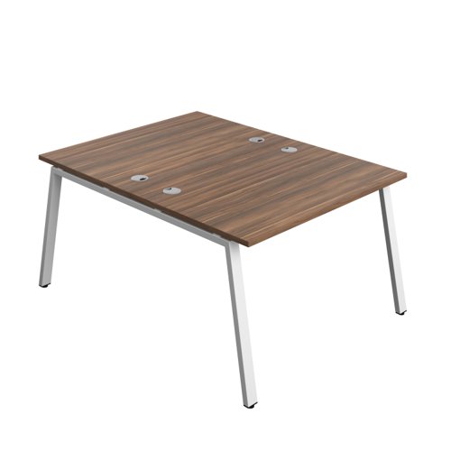 Synergy Bench with Cable Ports: 2 Person (FSC) : A-Frame Leg : 1200 800 Dark Walnut/White