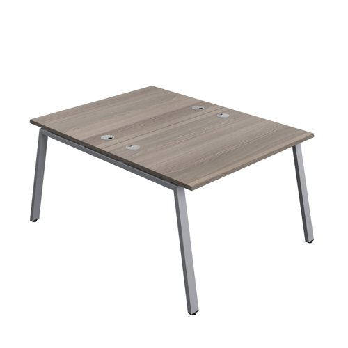 Synergy Bench with Cable Ports: 2 Person (FSC) : A-Frame Leg : 1200 800 Grey Oak/Silver
