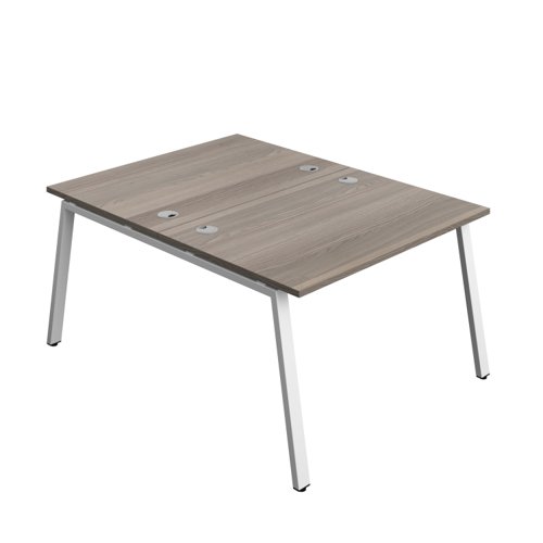 Synergy Bench with Cable Ports: 2 Person (FSC) : A-Frame Leg : 1200 800 Grey Oak/White