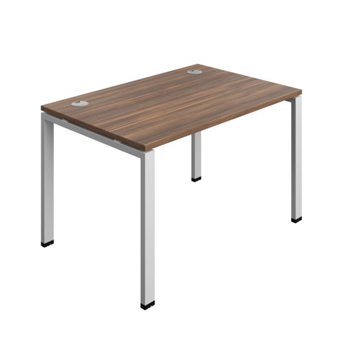 Synergy Bench with Cable Ports: 1 Person (FSC) : Goal Post Leg : 1200 800 Dark Walnut/Silver