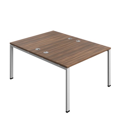 Synergy Bench with Cable Ports: 2 Person (FSC) : Goal Post Leg : 1200 800 Dark Walnut/Silver
