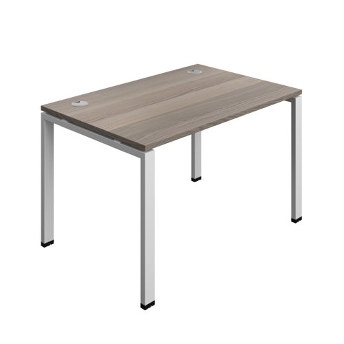 Synergy Bench with Cable Ports: 1 Person (FSC) : Goal Post Leg : 1200 800 Grey Oak/Silver