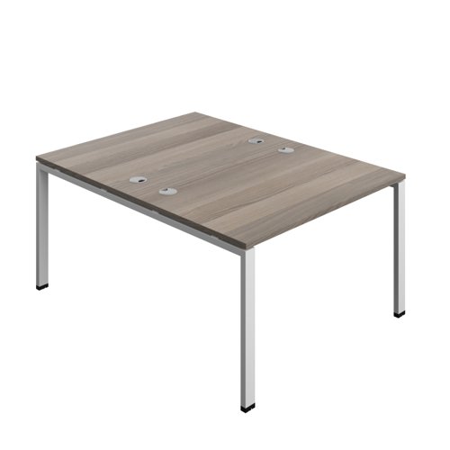 Synergy Bench with Cable Ports: 2 Person (FSC) : Goal Post Leg : 1200 800 Grey Oak/Silver