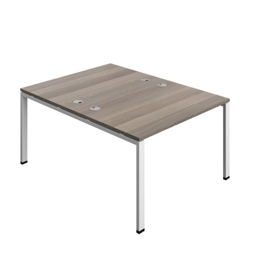 Synergy Bench with Cable Ports: 2 Person (FSC) : Goal Post Leg : 1200 800 Grey Oak/White