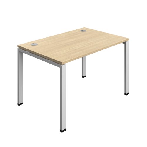 Synergy Bench with Cable Ports: 1 Person (FSC) : Goal Post Leg : 1200 800 Nova Oak/Silver