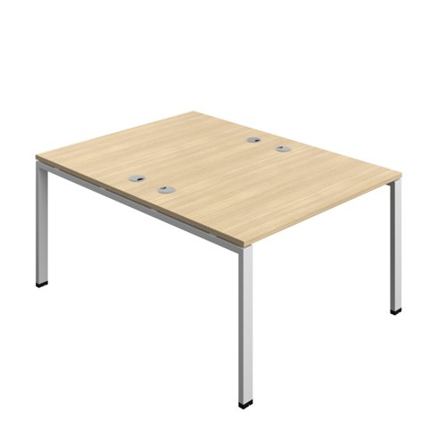Synergy Bench with Cable Ports: 2 Person (FSC) : Goal Post Leg : 1200 800 Nova Oak/Silver