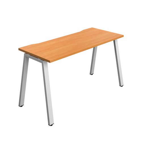 Synergy Bench with Cut Out: 1 Person (FSC) : A-Frame Leg : 1400 600 Beech/Silver