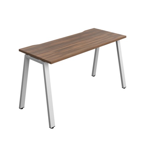 Synergy Bench with Cut Out: 1 Person (FSC) : A-Frame Leg : 1400 600 Dark Walnut/Silver