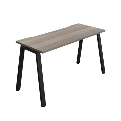 Synergy Bench with Cut Out: 1 Person (FSC) : A-Frame Leg : 1400 600 Grey Oak/Black