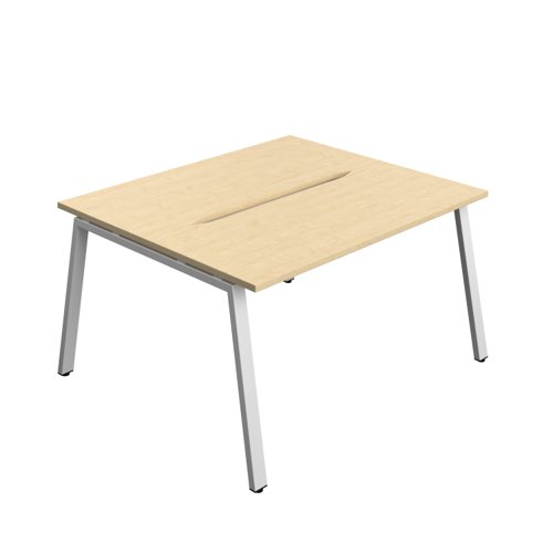 Synergy Bench with Cut Out: 2 Person (FSC) : A-Frame Leg : 1400 600 Maple/Silver
