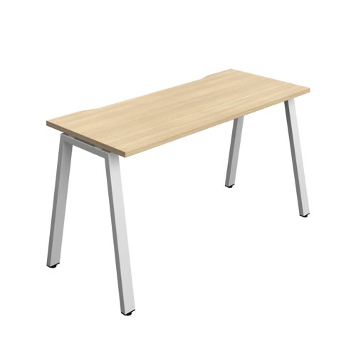 Synergy Bench with Cut Out: 1 Person (FSC) : A-Frame Leg : 1400 600 Nova Oak/Silver