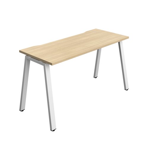 Synergy Bench with Cut Out: 1 Person (FSC) : A-Frame Leg : 1400 600 Nova Oak/White