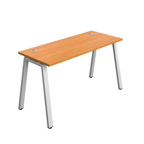 Synergy Bench with Cable Ports: 1 Person (FSC) : A-Frame Leg : 1400 600 Beech/Silver