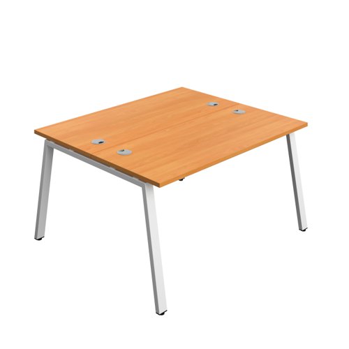 Synergy Bench with Cable Ports: 2 Person (FSC) : A-Frame Leg : 1400 600 Beech/White