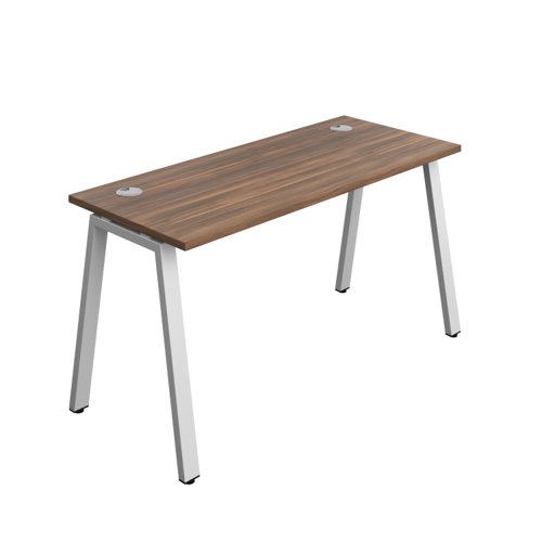 Synergy Bench with Cable Ports: 1 Person (FSC) : A-Frame Leg : 1400 600 Dark Walnut/Silver