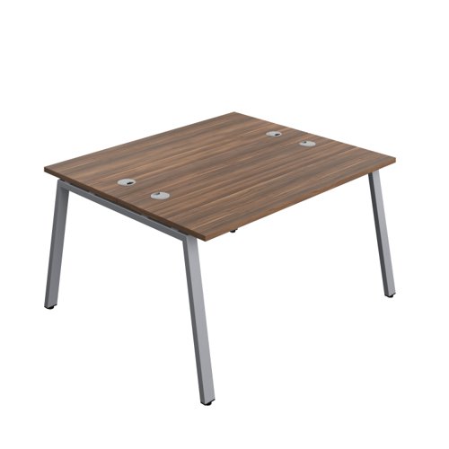 Synergy Bench with Cable Ports: 2 Person (FSC) : A-Frame Leg : 1400 600 Dark Walnut/Silver