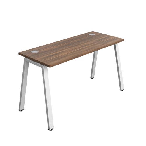 Synergy Bench with Cable Ports: 1 Person (FSC) : A-Frame Leg : 1400 600 Dark Walnut/White