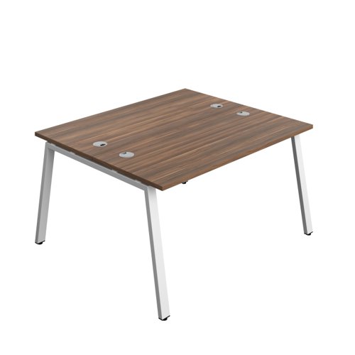 Synergy Bench with Cable Ports: 2 Person (FSC) : A-Frame Leg : 1400 600 Dark Walnut/White