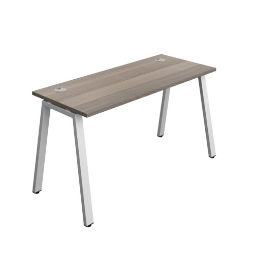 Synergy Bench with Cable Ports: 1 Person (FSC) : A-Frame Leg : 1400 600 Grey Oak/Silver