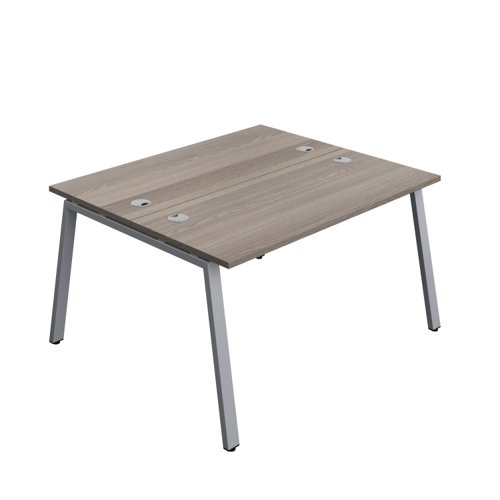 Synergy Bench with Cable Ports: 2 Person (FSC) : A-Frame Leg : 1400 600 Grey Oak/Silver