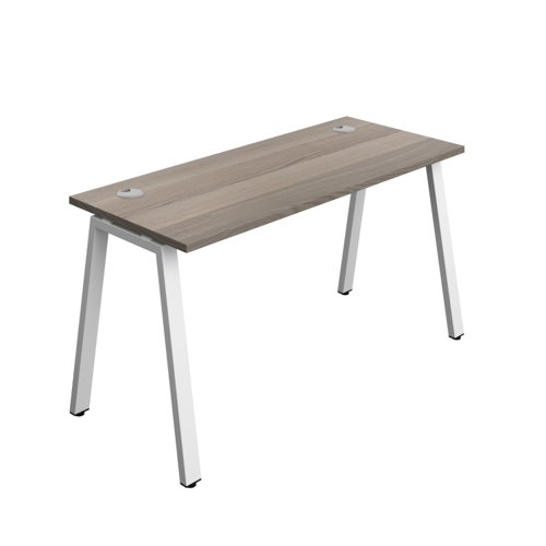Synergy Bench with Cable Ports: 1 Person (FSC) : A-Frame Leg : 1400 600 Grey Oak/White