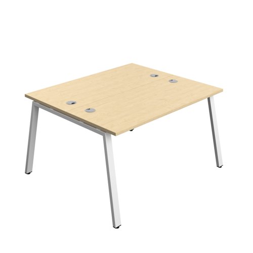 Synergy Bench with Cable Ports: 2 Person (FSC) : A-Frame Leg : 1400 600 Maple/White