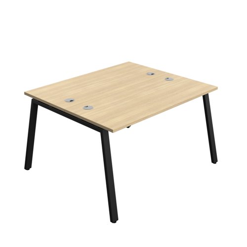 Synergy Bench with Cable Ports: 2 Person (FSC) : A-Frame Leg : 1400 600 Nova Oak/Black