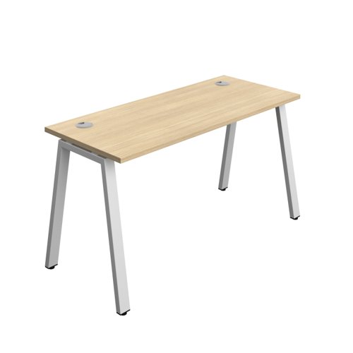 Synergy Bench with Cable Ports: 1 Person (FSC) : A-Frame Leg : 1400 600 Nova Oak/Silver