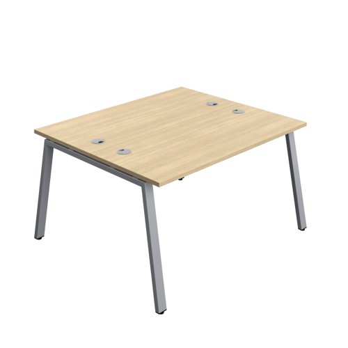 Synergy Bench with Cable Ports: 2 Person (FSC) : A-Frame Leg : 1400 600 Nova Oak/Silver