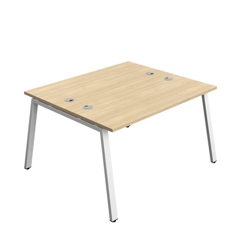 Synergy Bench with Cable Ports: 2 Person (FSC) : A-Frame Leg : 1400 600 Nova Oak/White