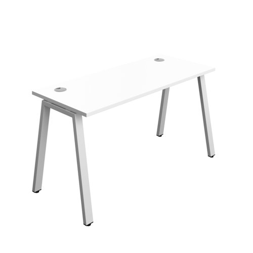 Synergy Bench with Cable Ports: 1 Person (FSC) : A-Frame Leg : 1400 600 White/Silver