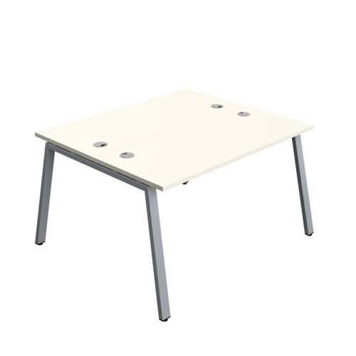 Synergy Bench with Cable Ports: 2 Person (FSC) : A-Frame Leg : 1400 600 White/Silver