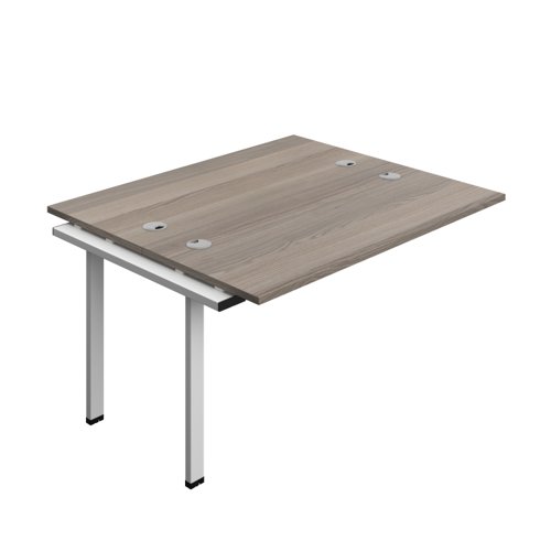 Synergy Bench Extension with Cable Ports: 2 Person (FSC) : 1400 600 Grey Oak/Silver