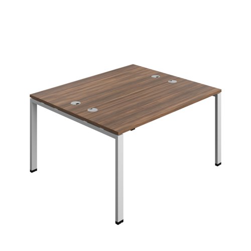 Synergy Bench with Cable Ports: 2 Person (FSC) : Goal Post Leg : 1400 600 Dark Walnut/Silver