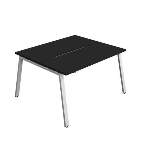 Synergy Bench with Cut Out: 2 Person (FSC) : A-Frame Leg : 1400 700 Black/Silver