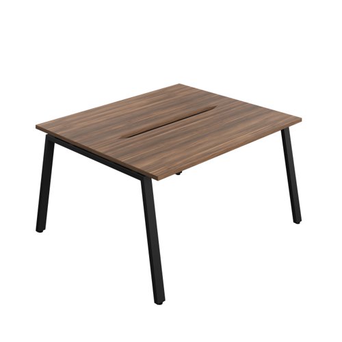 Synergy Bench with Cut Out: 2 Person (FSC) : A-Frame Leg : 1400 700 Dark Walnut/Black